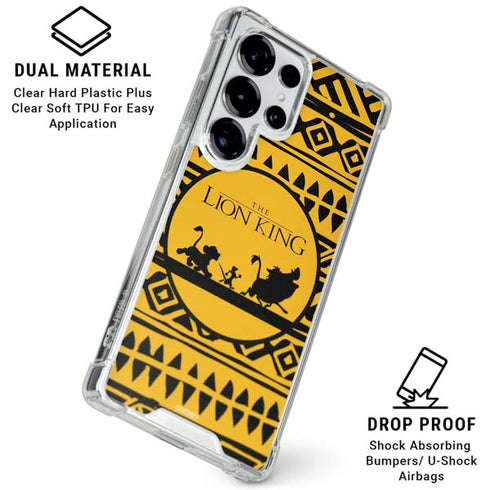 Disney The Lion King Simba Timon and Pumba Tribal Print Galaxy S25 Ultra Clear Case